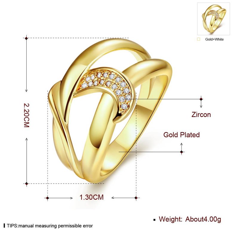 Wholesale Classic Trendy Design 24K gold Geometric White CZ Ring  Vintage Bridal ring Engagement ring jewelry TGGPR412 1