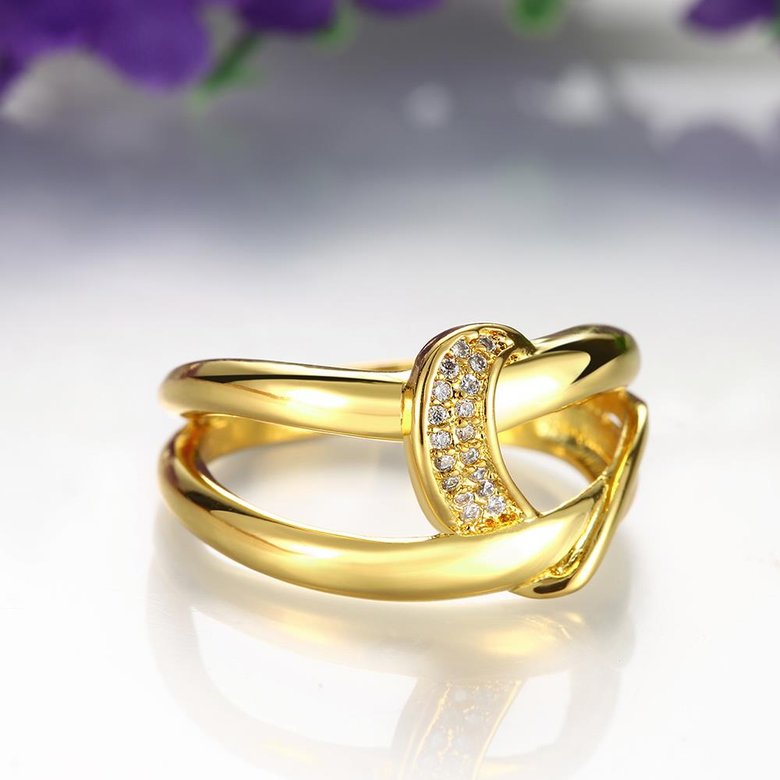 Wholesale Classic Trendy Design 24K gold Geometric White CZ Ring  Vintage Bridal ring Engagement ring jewelry TGGPR412 4
