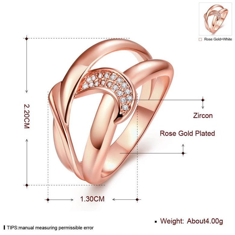 Wholesale Classic Rose Gold Geometric White CZ Ring TGGPR418 0