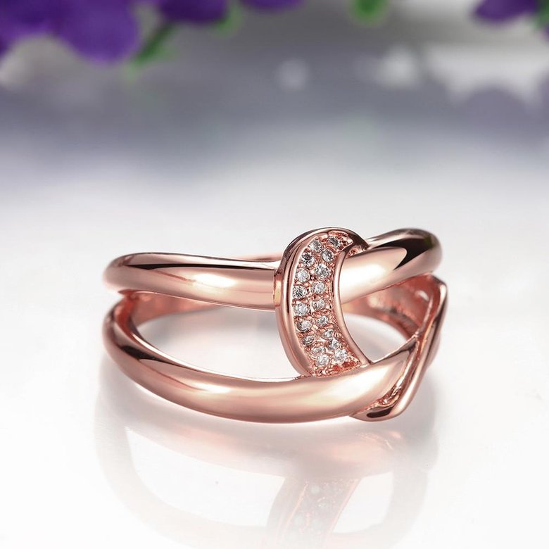 Wholesale Classic Rose Gold Geometric White CZ Ring TGGPR418 2