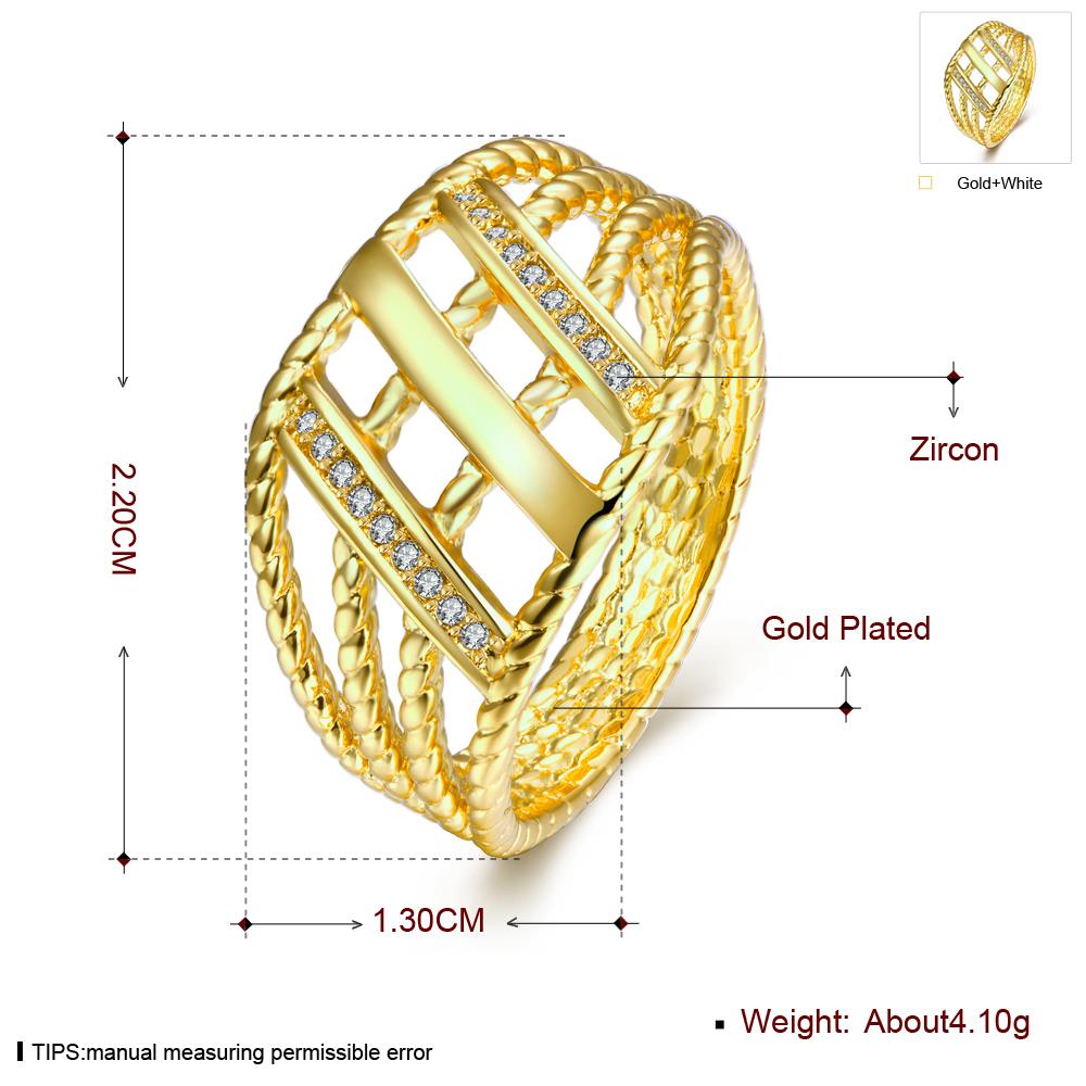 Wholesale Classic Trendy Design 24K gold Geometric White CZ Ring  Vintage Bridal ring Engagement ring jewelry TGGPR424 0