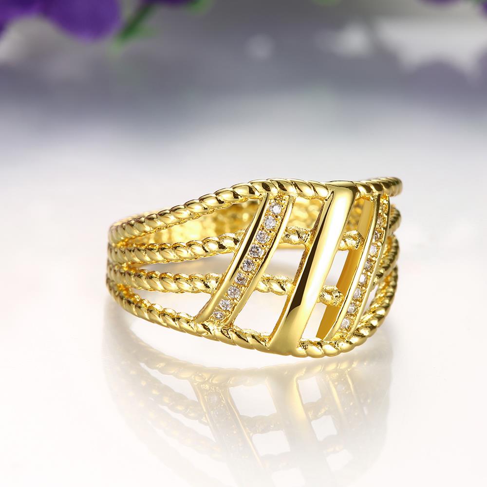 Wholesale Classic Trendy Design 24K gold Geometric White CZ Ring  Vintage Bridal ring Engagement ring jewelry TGGPR424 2