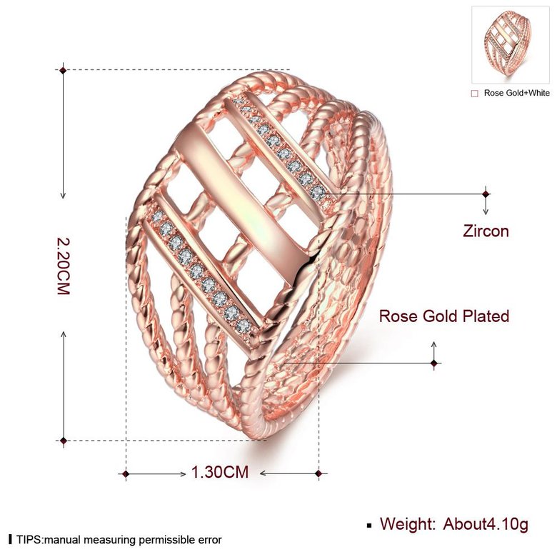 Wholesale Classic Rose Gold Geometric White CZ Ring TGGPR430 0