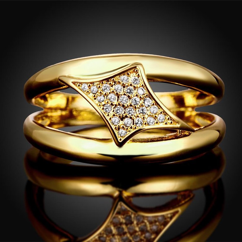 Wholesale Trendy 24K Gold Geometric White CZ Ring TGGPR436 0