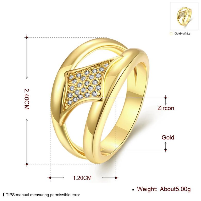 Wholesale Trendy 24K Gold Geometric White CZ Ring TGGPR436 1