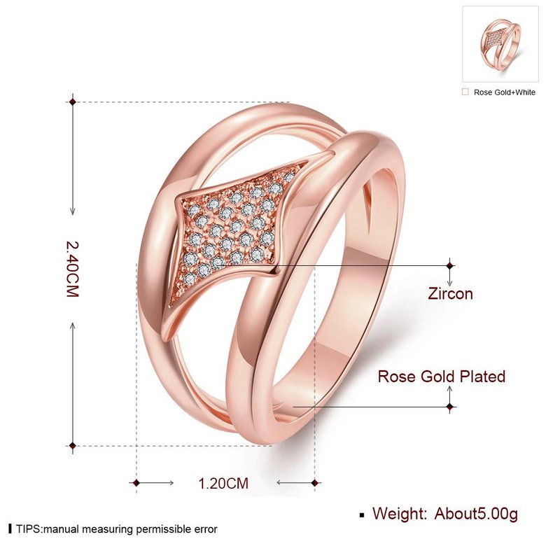 Wholesale Trendy Rose Gold Geometric White CZ Ring TGGPR442 0