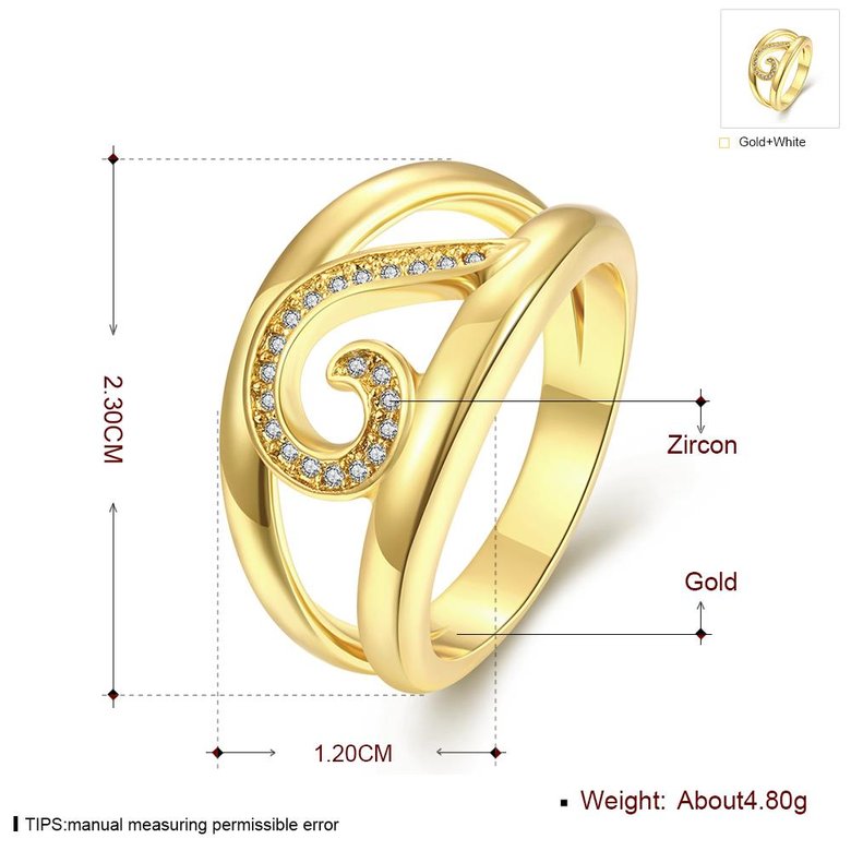 Wholesale Trendy 24K Gold Geometric White CZ Ring TGGPR448 0