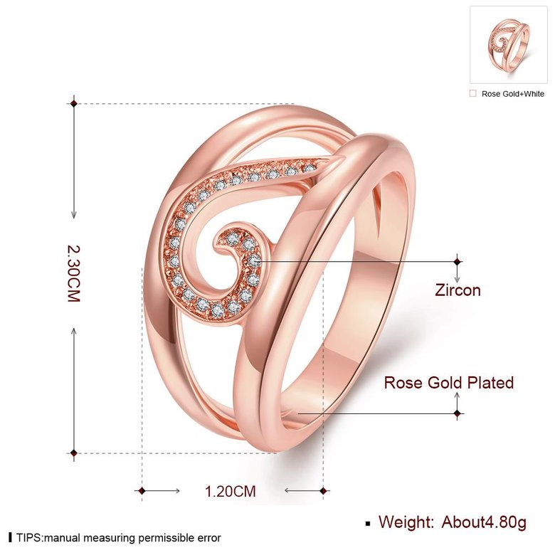 Wholesale Trendy Rose Gold Geometric White CZ Ring TGGPR454 3