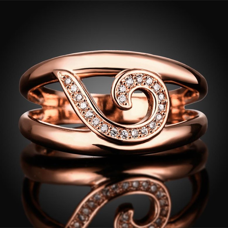 Wholesale Trendy Rose Gold Geometric White CZ Ring TGGPR454 4