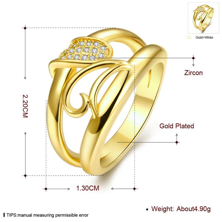 Wholesale Classic 24K Gold Plant White CZ Ring TGGPR460 0