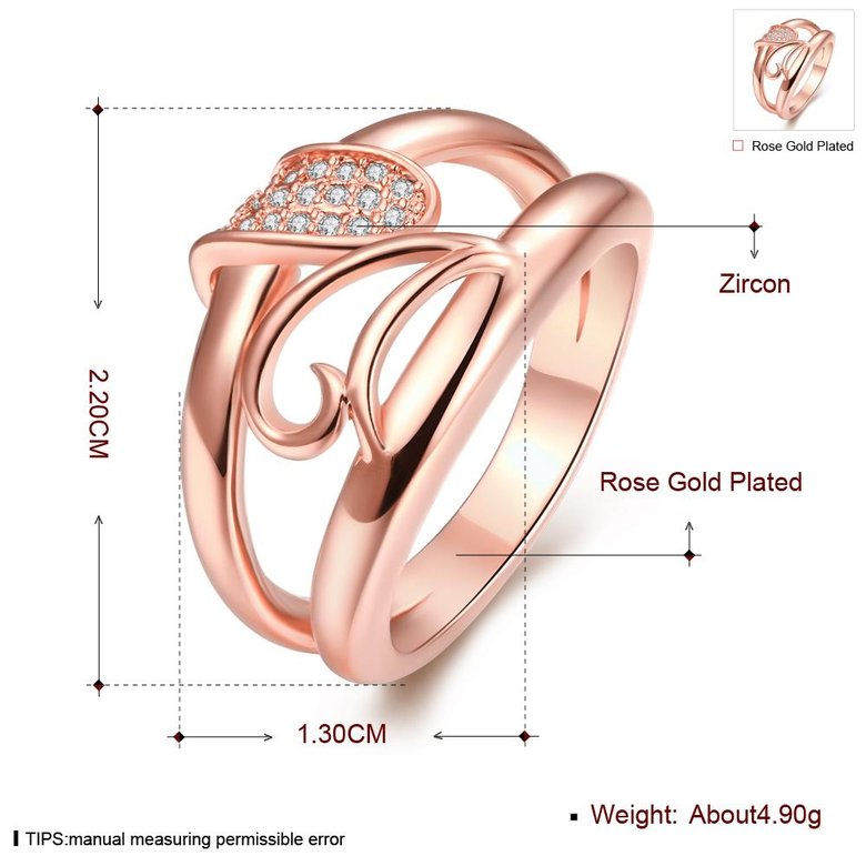 Wholesale Classic Rose Gold Plant White CZ Ring TGGPR468 0