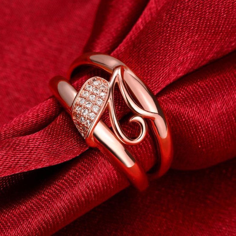 Wholesale Classic Rose Gold Plant White CZ Ring TGGPR468 3