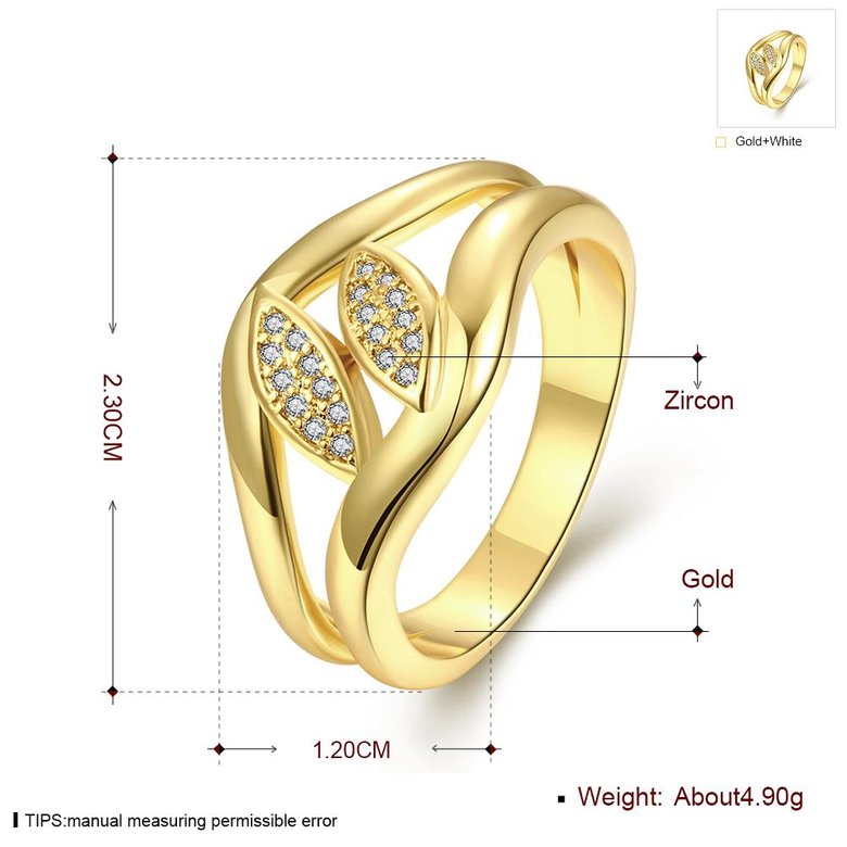 Wholesale Romantic 24K Gold Plant White CZ Ring TGGPR476 2