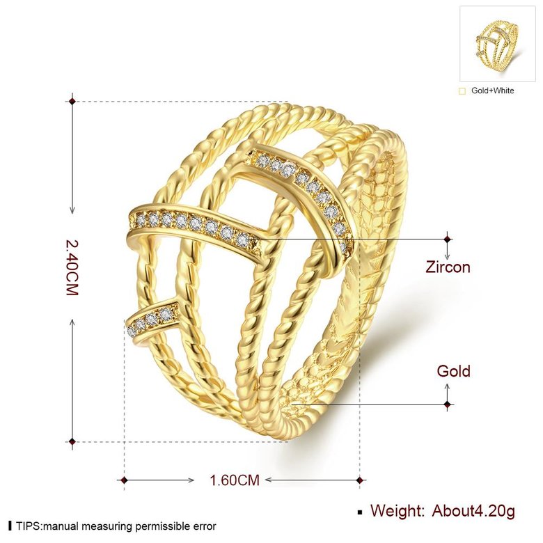 Wholesale Classic 24K Gold Geometric White CZ Ring TGGPR489 0