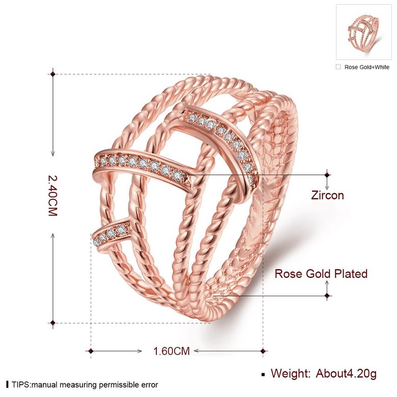 Wholesale Classic Rose Gold Geometric White CZ Ring TGGPR559 2