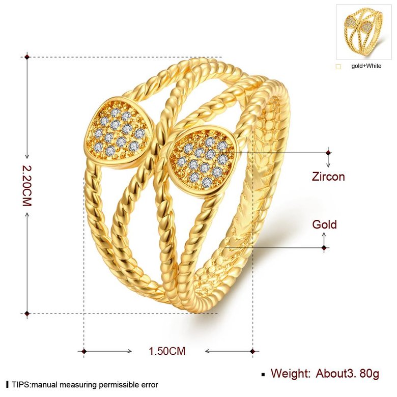Wholesale Trendy 24K Gold Geometric White CZ Ring TGGPR573 0