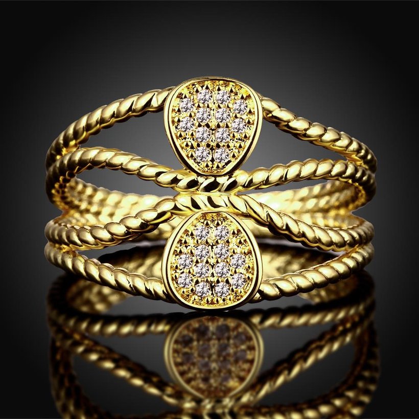 Wholesale Trendy 24K Gold Geometric White CZ Ring TGGPR573 1