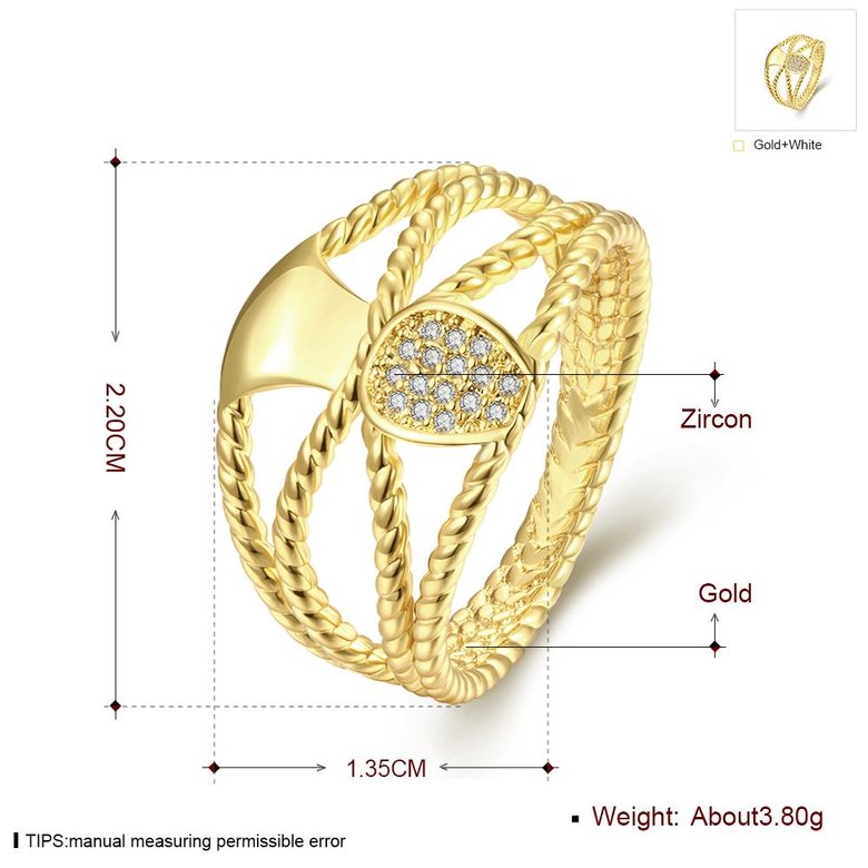 Wholesale Romantic 24K Gold Geometric White CZ Ring TGGPR584 0