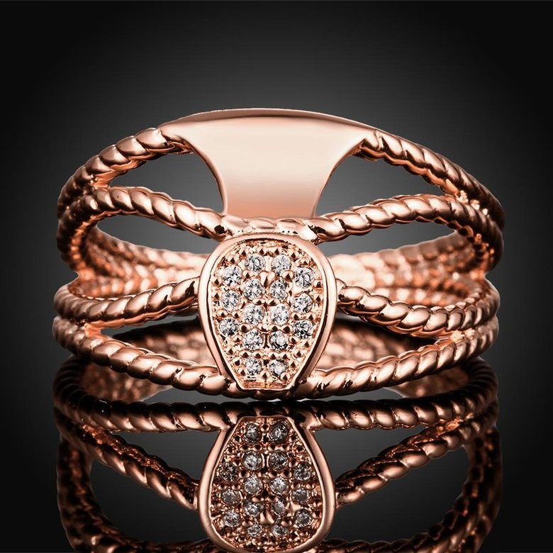 Wholesale Romantic Rose Gold Geometric White CZ Ring TGGPR590 1