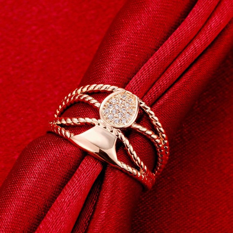Wholesale Romantic Rose Gold Geometric White CZ Ring TGGPR590 4