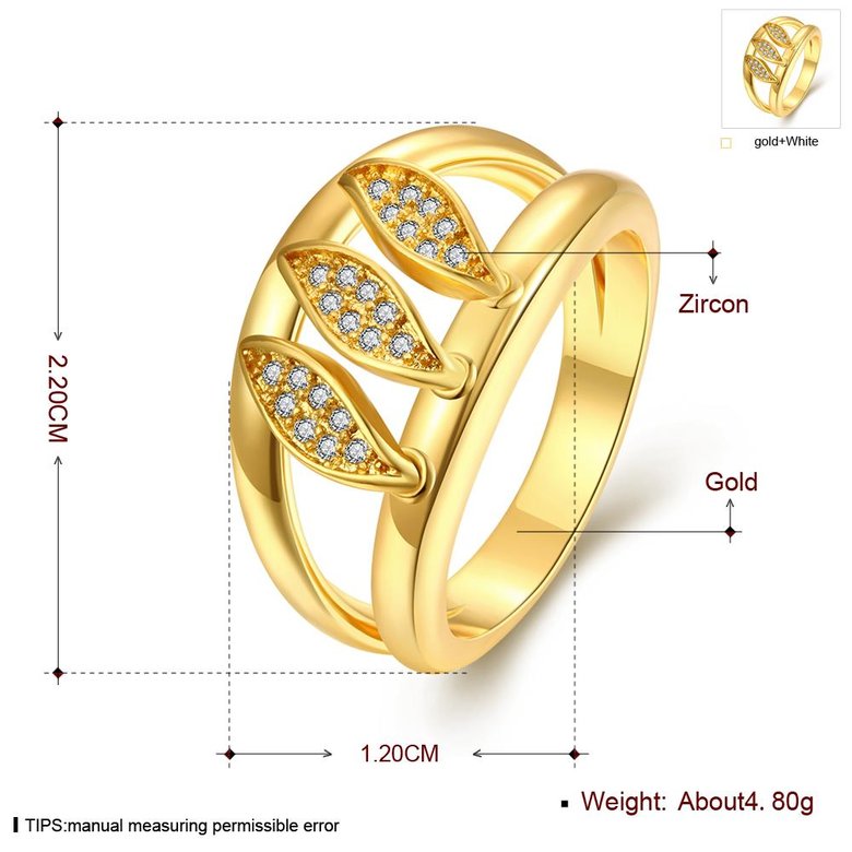 Wholesale Romantic 24K Gold Geometric White CZ Ring TGGPR596 0