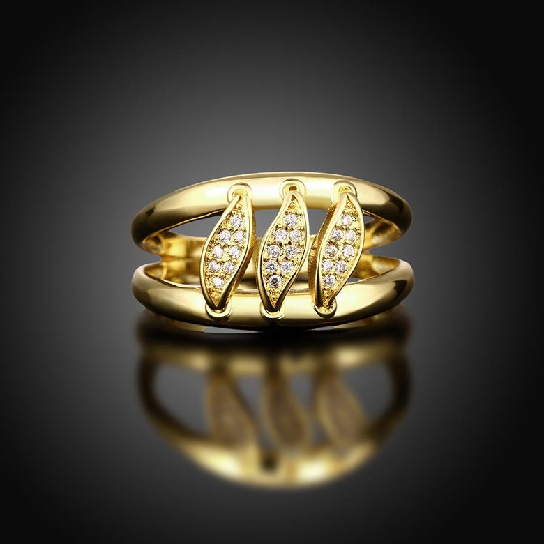Wholesale Romantic 24K Gold Geometric White CZ Ring TGGPR596 1