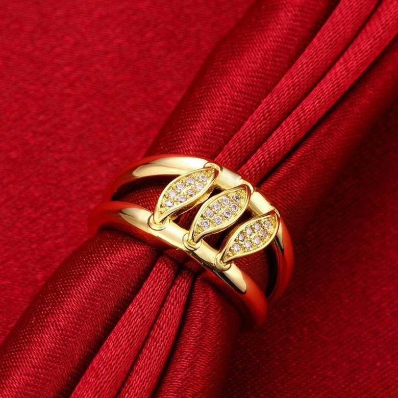 Wholesale Romantic 24K Gold Geometric White CZ Ring TGGPR596 2