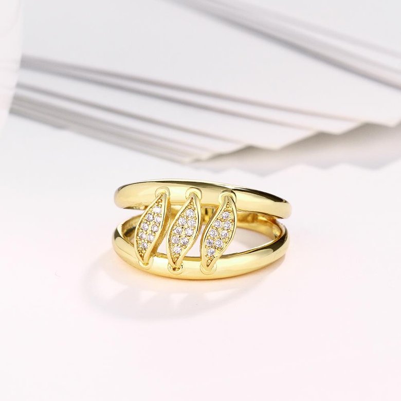 Wholesale Romantic 24K Gold Geometric White CZ Ring TGGPR596 3