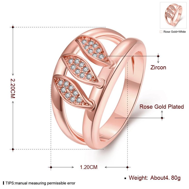 Wholesale Romantic Rose Gold Geometric White CZ Ring TGGPR602 0