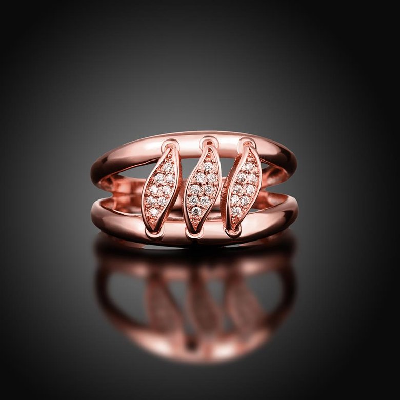 Wholesale Romantic Rose Gold Geometric White CZ Ring TGGPR602 1