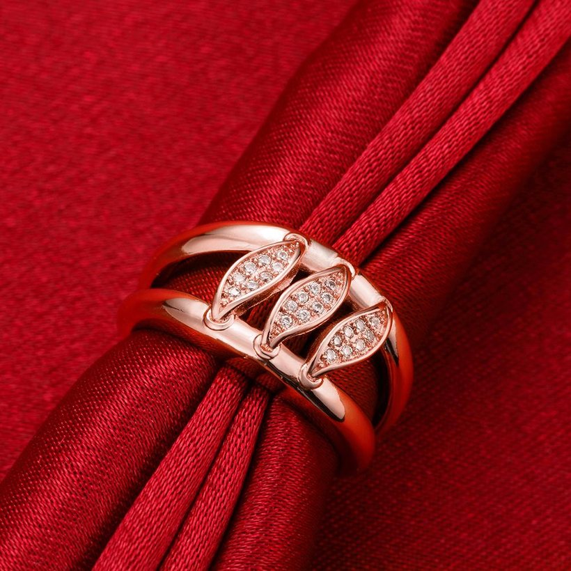 Wholesale Romantic Rose Gold Geometric White CZ Ring TGGPR602 2