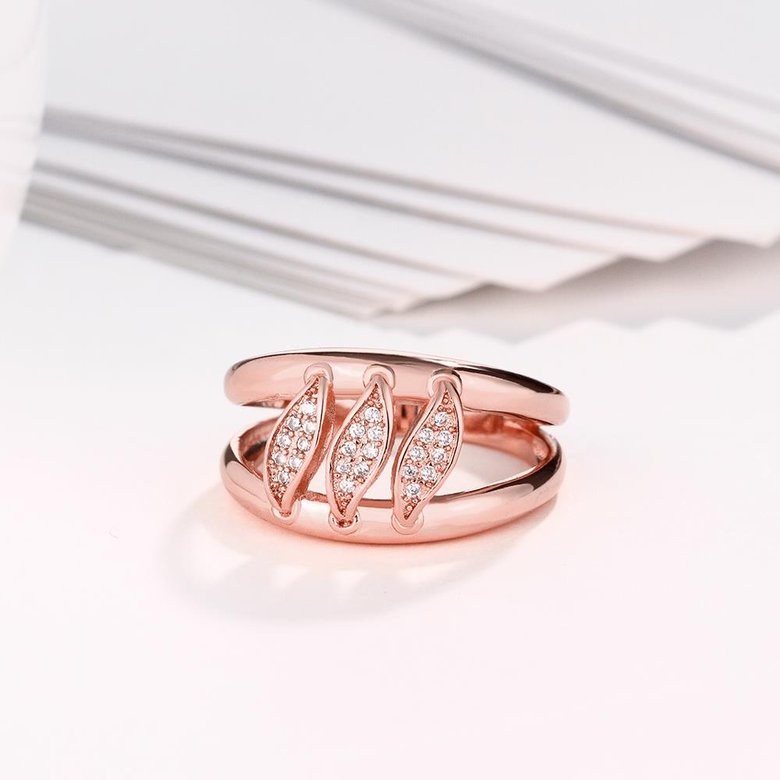 Wholesale Romantic Rose Gold Geometric White CZ Ring TGGPR602 3