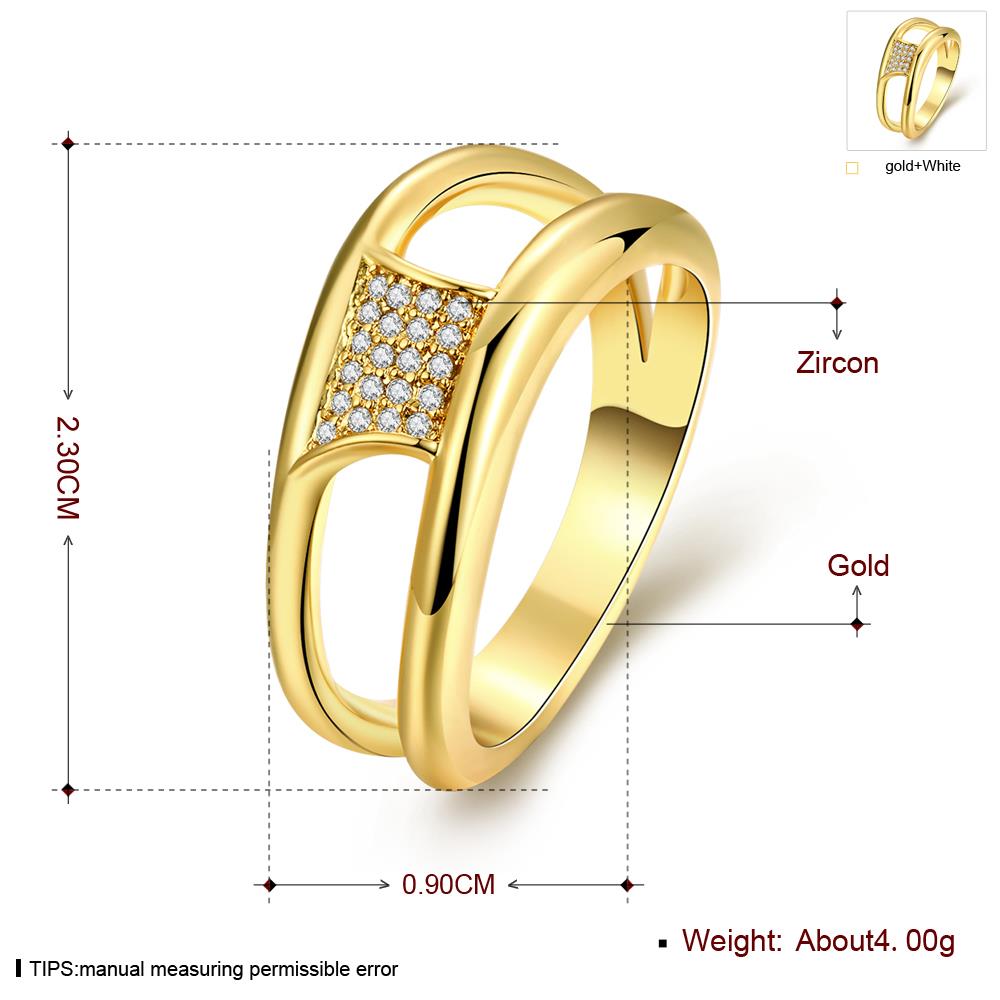 Wholesale Classic 24K Gold Geometric White CZ Ring TGGPR607 0