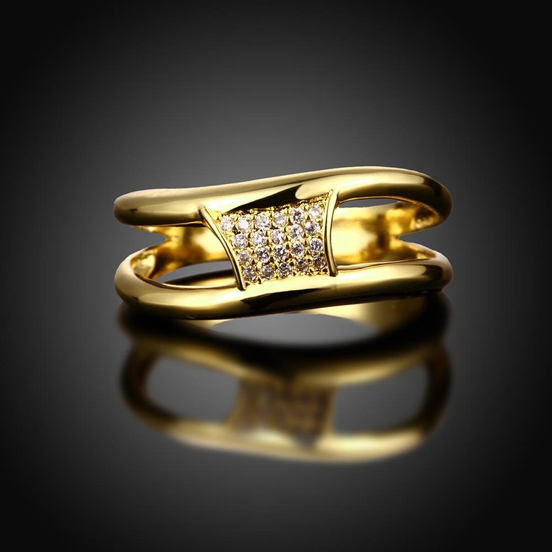 Wholesale Classic 24K Gold Geometric White CZ Ring TGGPR607 1