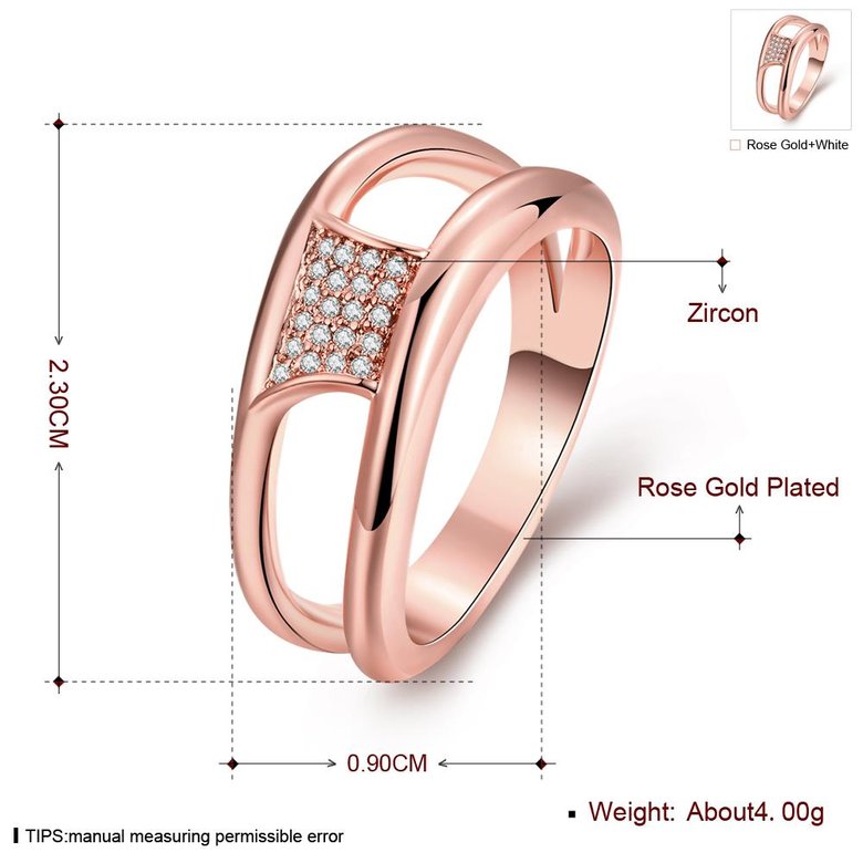 Wholesale Classic Rose Gold Geometric White CZ Ring TGGPR612 0