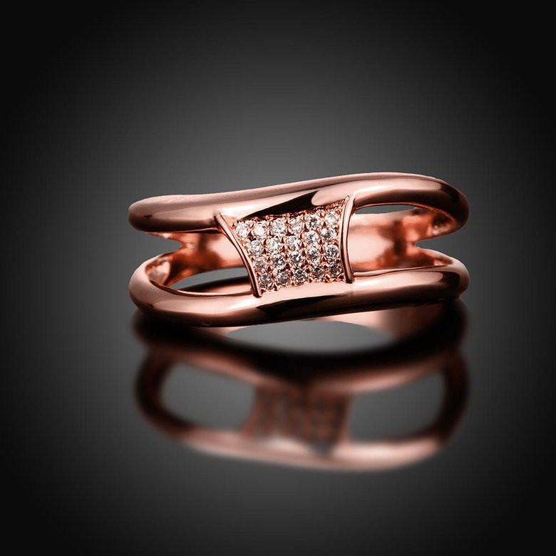 Wholesale Classic Rose Gold Geometric White CZ Ring TGGPR612 1