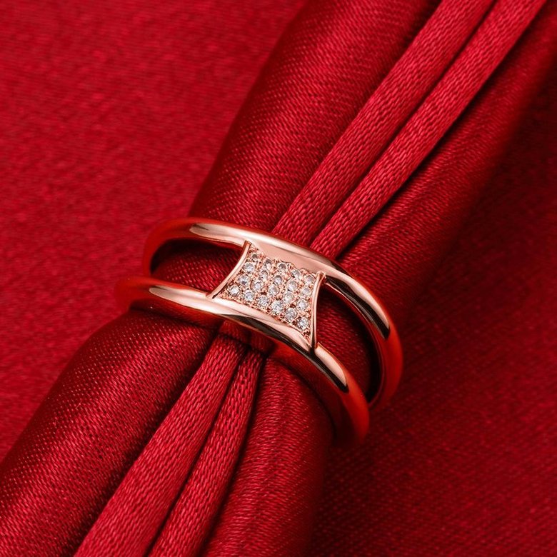 Wholesale Classic Rose Gold Geometric White CZ Ring TGGPR612 2