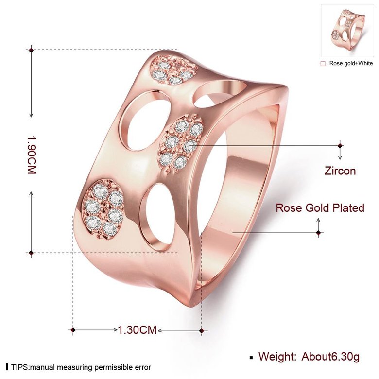 Wholesale Classic Rose Gold Round White CZ Ring TGGPR621 1