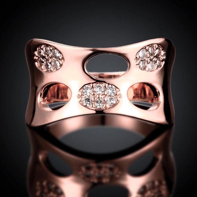 Wholesale Classic Rose Gold Round White CZ Ring TGGPR621 2
