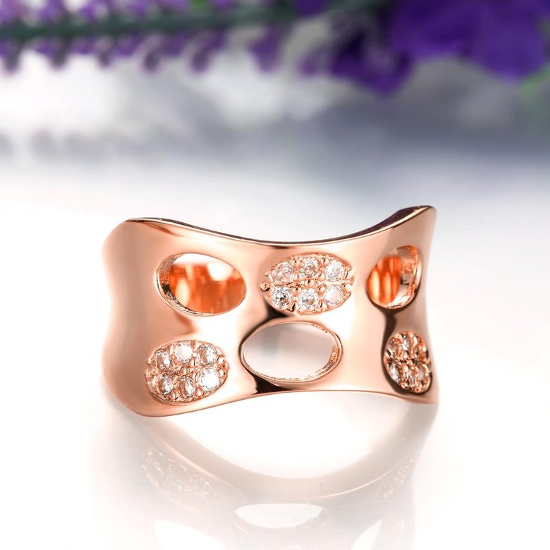 Wholesale Classic Rose Gold Round White CZ Ring TGGPR621 3
