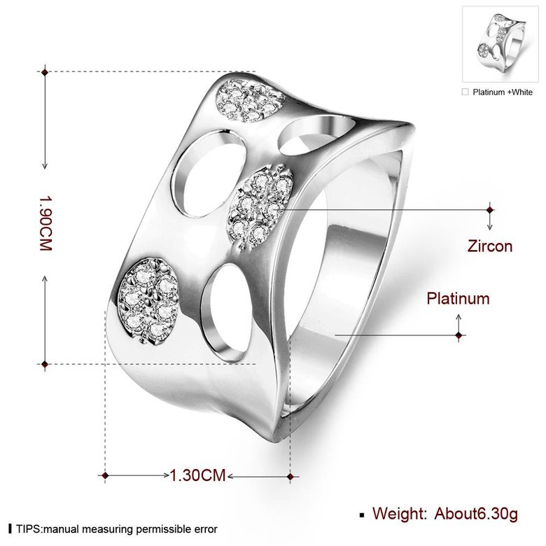 Wholesale Classic Platinum Round White CZ Ring TGGPR626 0