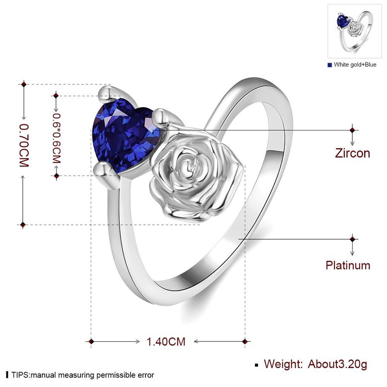 Wholesale Classic Platinum Plant Multicolor CZ Ring TGGPR655 0