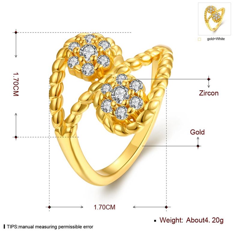 Wholesale Romantic 24K Gold Plant White CZ Ring TGGPR660 0