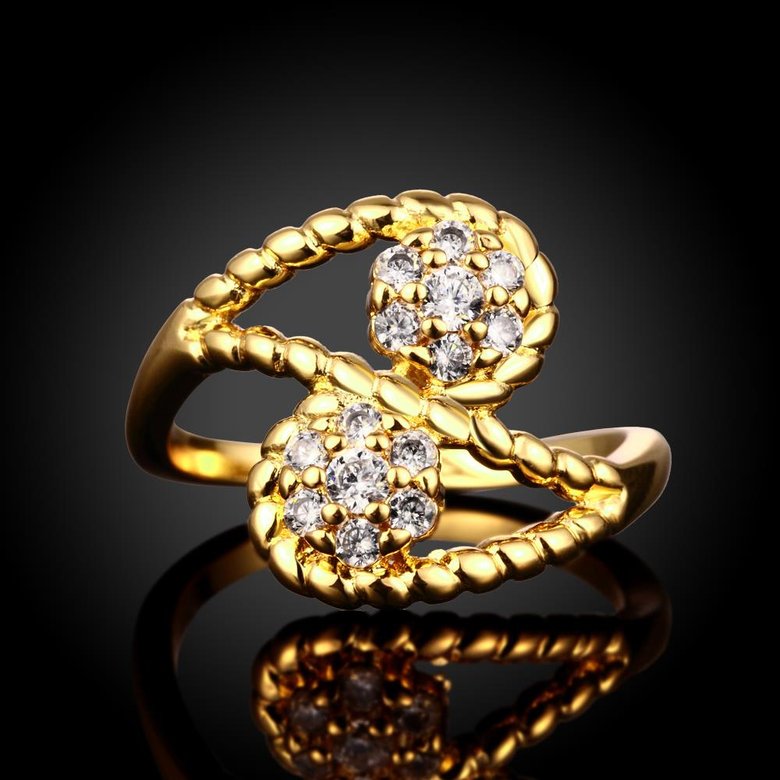 Wholesale Romantic 24K Gold Plant White CZ Ring TGGPR660 1