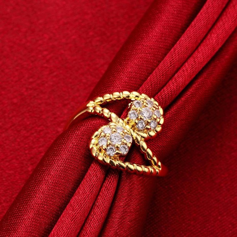 Wholesale Romantic 24K Gold Plant White CZ Ring TGGPR660 2