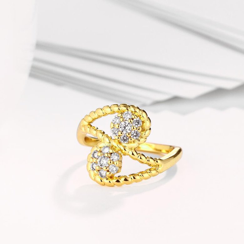 Wholesale Romantic 24K Gold Plant White CZ Ring TGGPR660 3