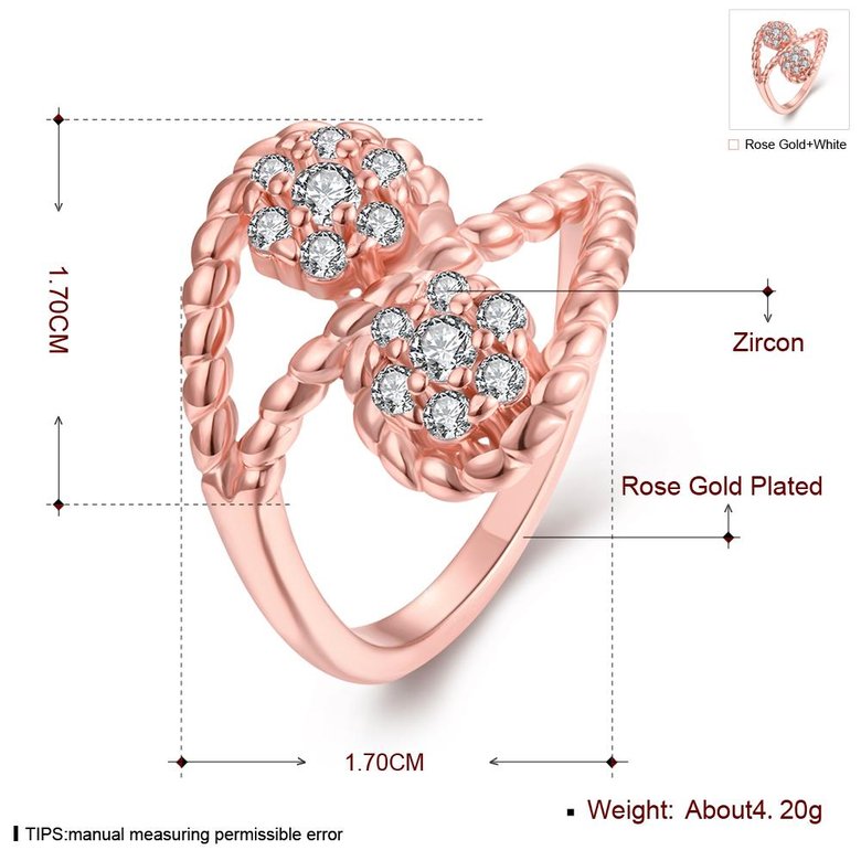 Wholesale Romantic Rose Gold Plant White CZ Ring TGGPR665 0