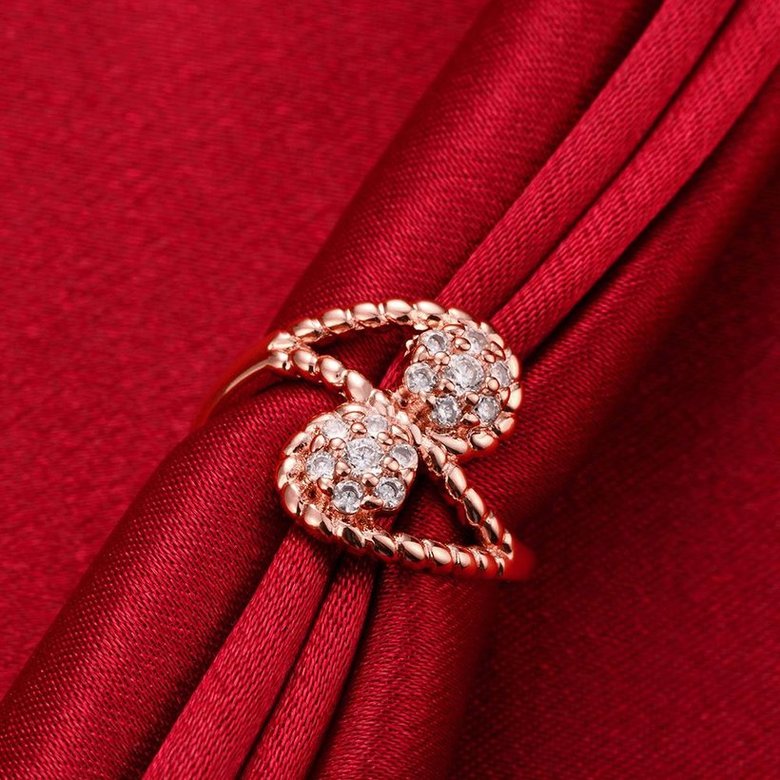 Wholesale Romantic Rose Gold Plant White CZ Ring TGGPR665 2