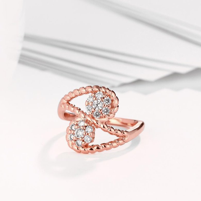 Wholesale Romantic Rose Gold Plant White CZ Ring TGGPR665 3