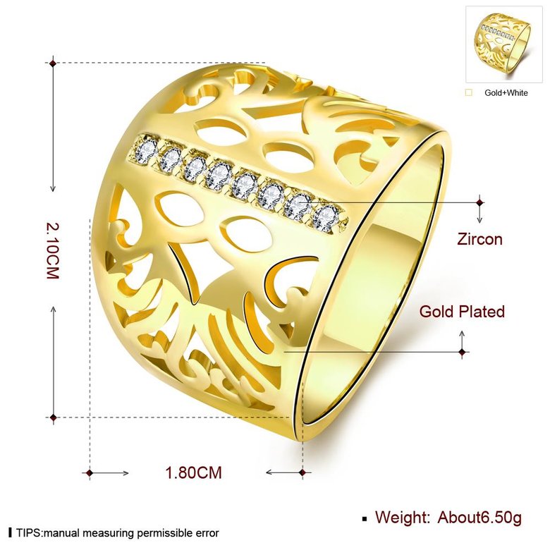 Wholesale Classic 24K Gold Geometric CZ Ring TGGPR1188 0